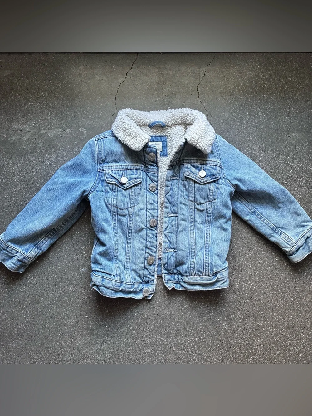 Baby Gap Sherpa Lined Denim Jacket 2T Blue Jean Trucker Coat